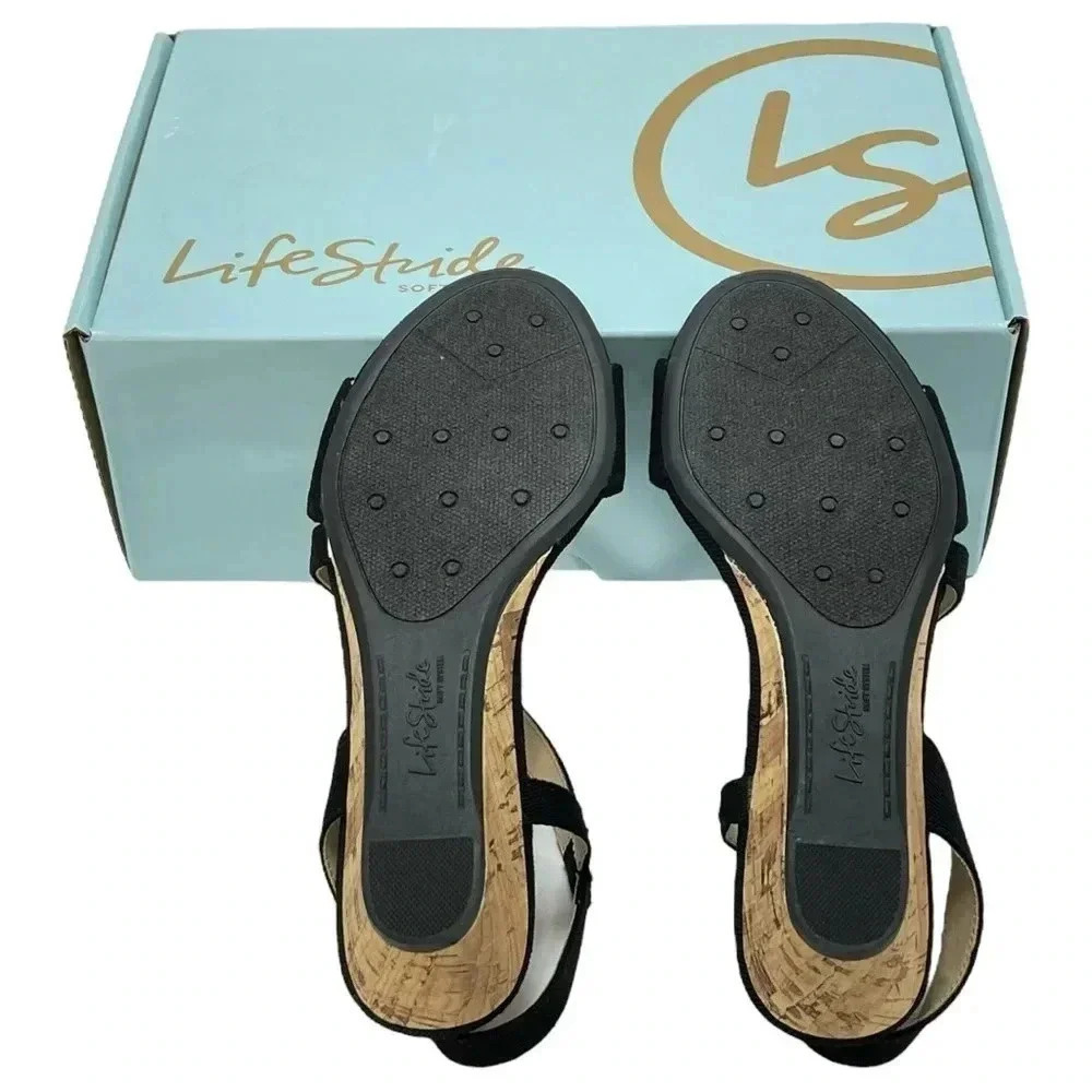 Life Stride Yasmine Womens Canvas Wedge Dress Sandals Soft System Insole Size 5M - Picture 10 of 15